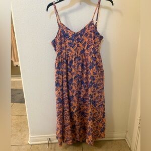 Universal Thread Orange and Blue Floral Maxi Dress